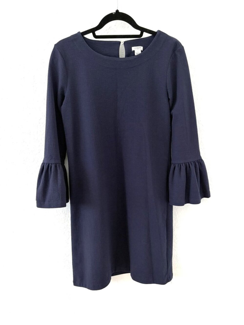 J Crew Navy Sheath Dress with Bell Sleeves